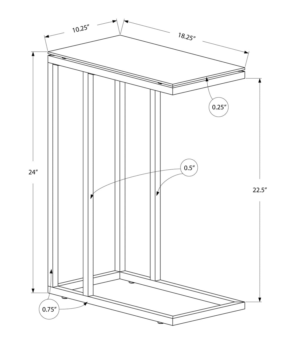 Black Metal Tempered Glass Accent Table By Homeroots - 333018 | Accent Tables | Modishstore - 3