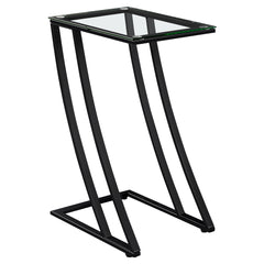 Black Clear Metal Tempered Glass Accent Table By Homeroots - 333020