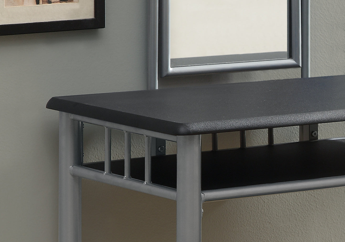 Black Silver Foam Metal Microfiber Vanity Set 2Pcs By Homeroots | Vanity Tables | Modishstore - 2
