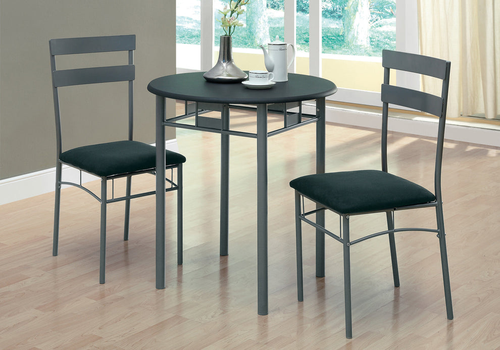 Cappuccino with silver Metal 3Pcs Dining Set By Homeroots | Dining Sets | Modishstore - 5