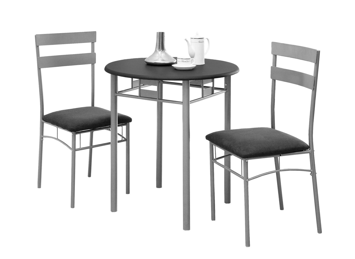 Cappuccino with silver Metal 3Pcs Dining Set By Homeroots | Dining Sets | Modishstore - 6