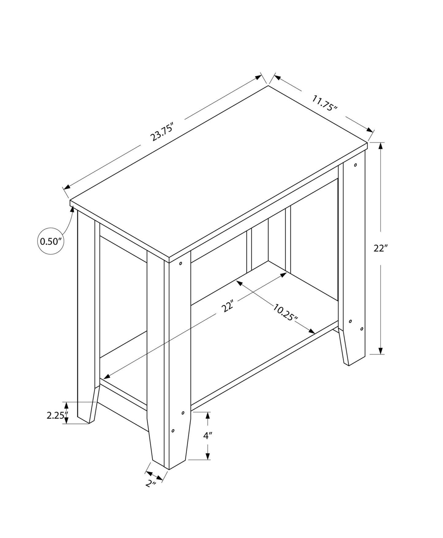 24" Gray Console Table With Storage By Homeroots | Console Tables | Modishstore - 5