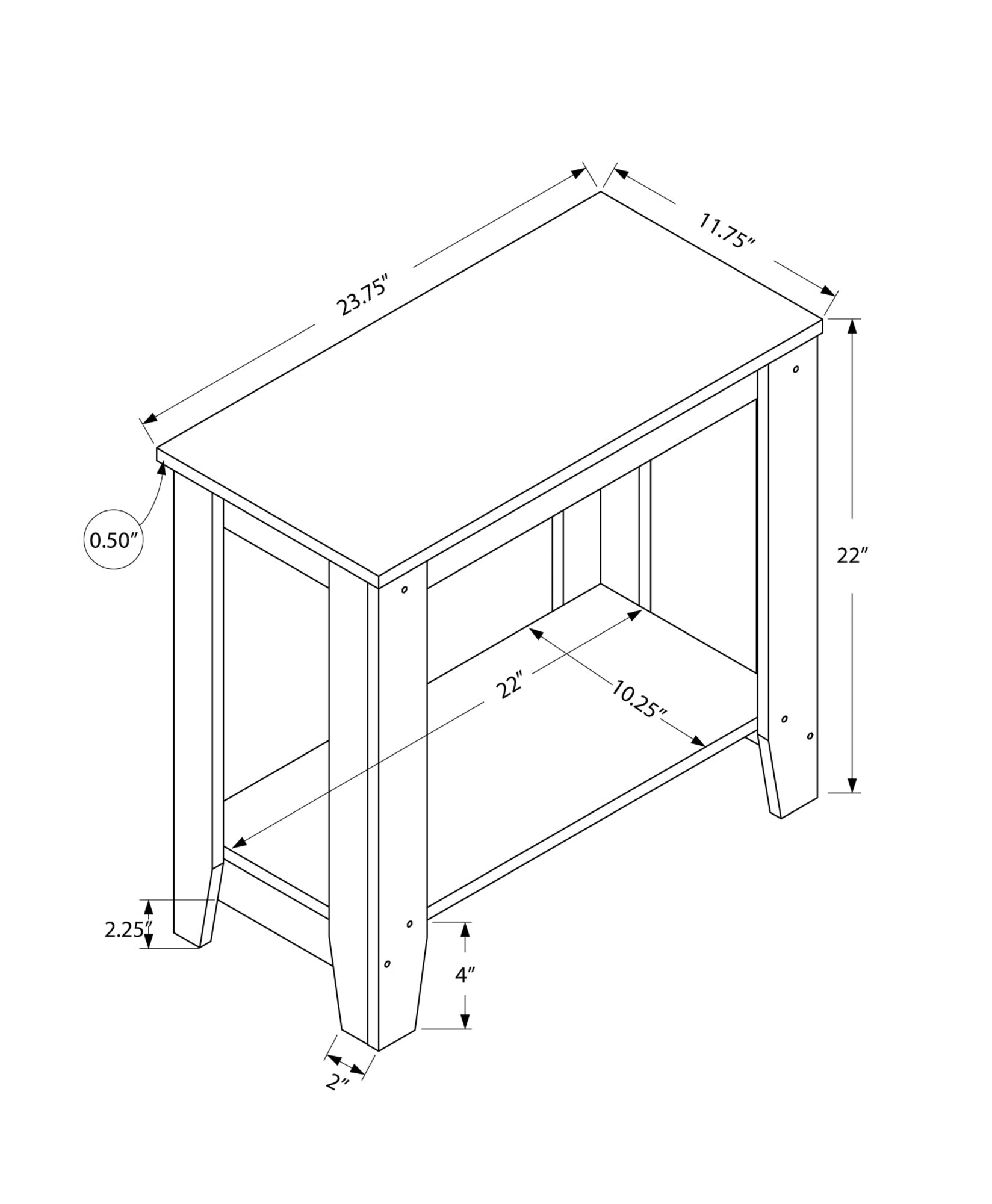 24" Gray Console Table With Storage By Homeroots | Console Tables | Modishstore - 5