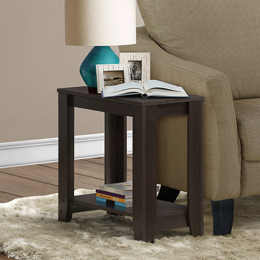 22" Dark Brown End Table With Shelf By Homeroots