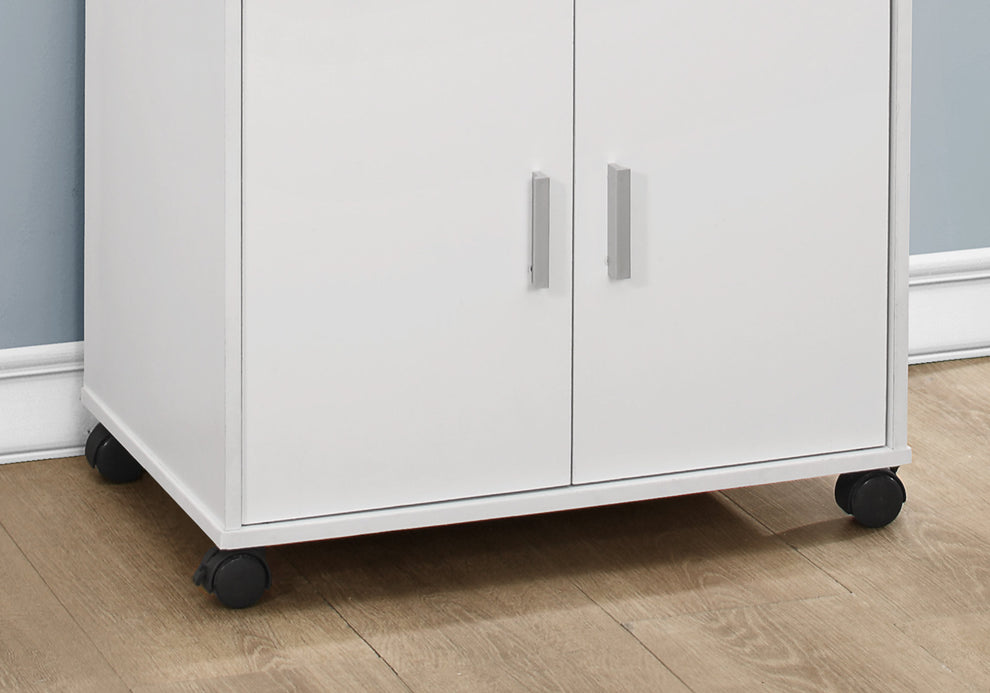 White Particle Board Laminate Kitchen Cart By Homeroots | Bar Carts | Modishstore - 2