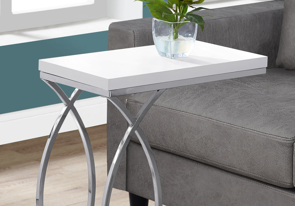 White Mdf Metal Accent Table By Homeroots | Accent Tables | Modishstore - 2