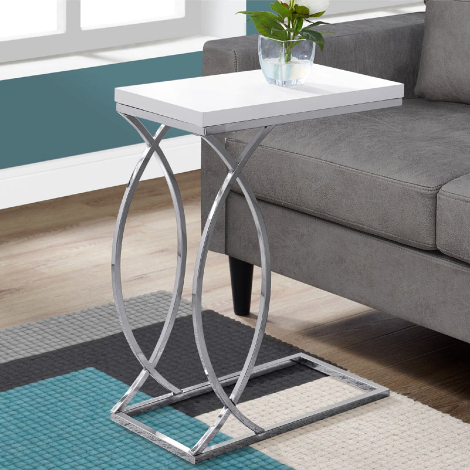 White Mdf Metal Accent Table By Homeroots | Accent Tables | Modishstore - 5