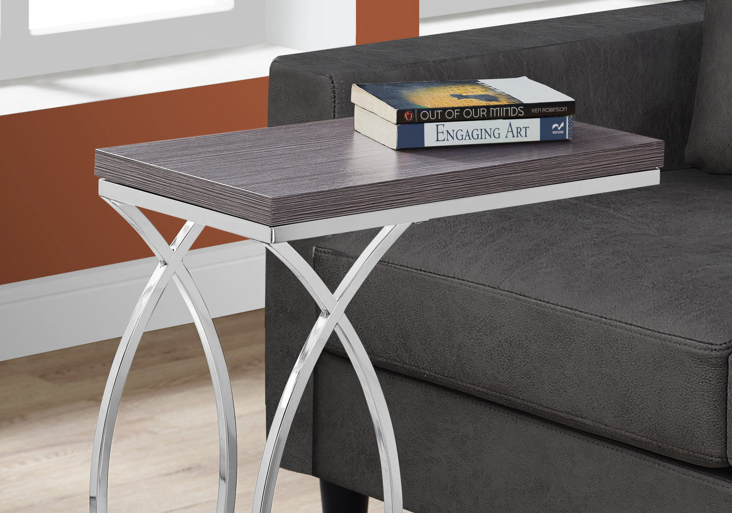 Grey Mdf Laminate Metal Accent Table By Homeroots - 333076 | Accent Tables | Modishstore - 2