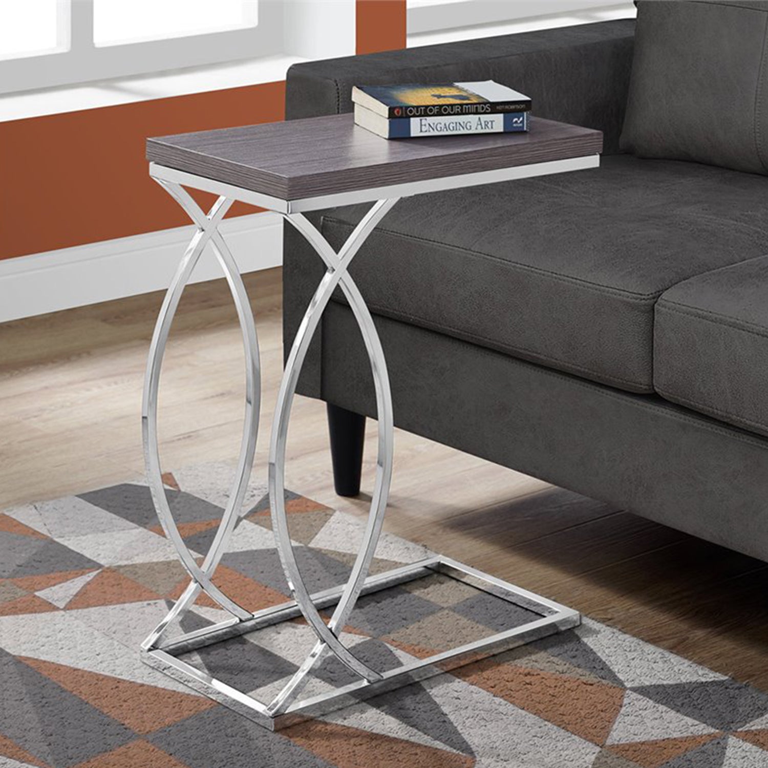 Grey Mdf Laminate Metal Accent Table By Homeroots - 333076 | Accent Tables | Modishstore - 5