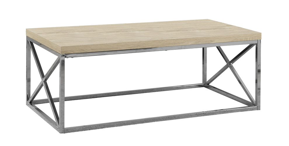 X Trestle Light Natural and Chrome Coffee Table By Homeroots | Coffee Tables | Modishstore - 2