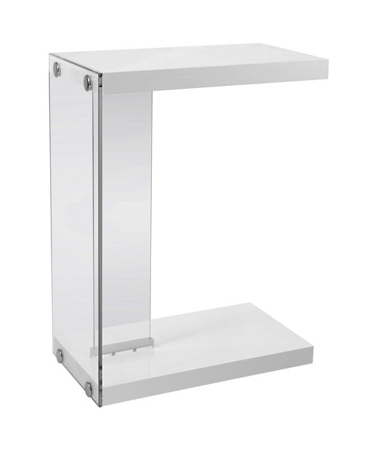 White Finish and Tempered Glass Accent Table By Homeroots | Accent Tables | Modishstore