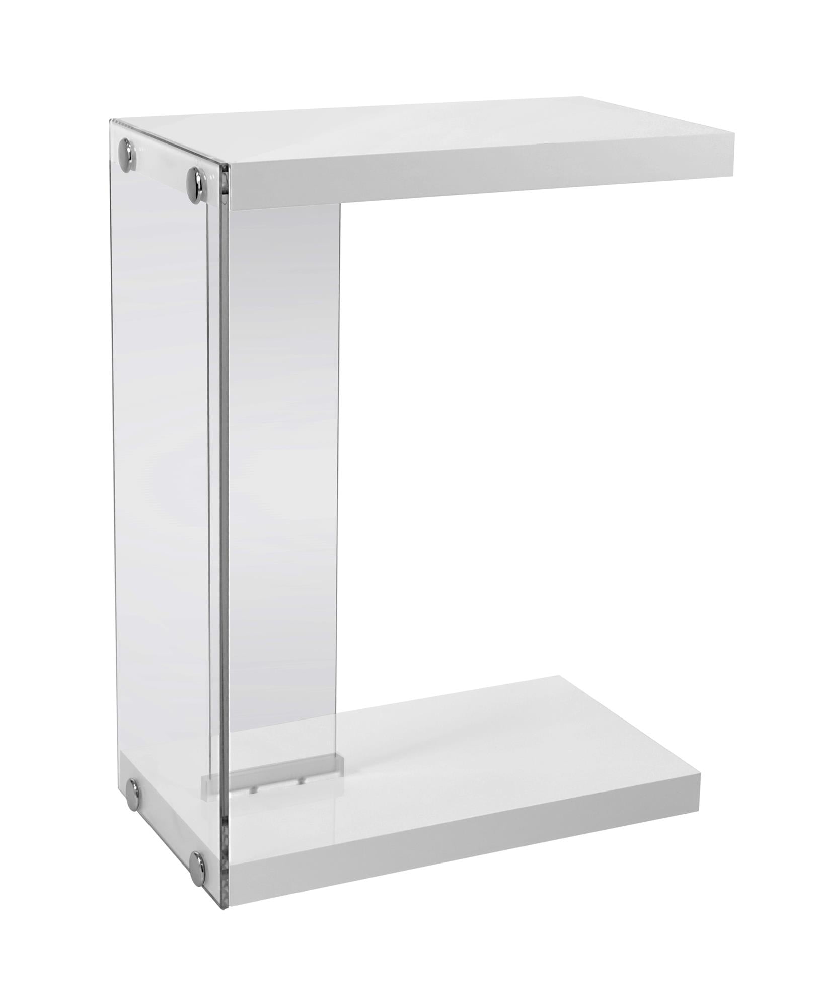 White Finish and Tempered Glass Accent Table By Homeroots | Accent Tables | Modishstore