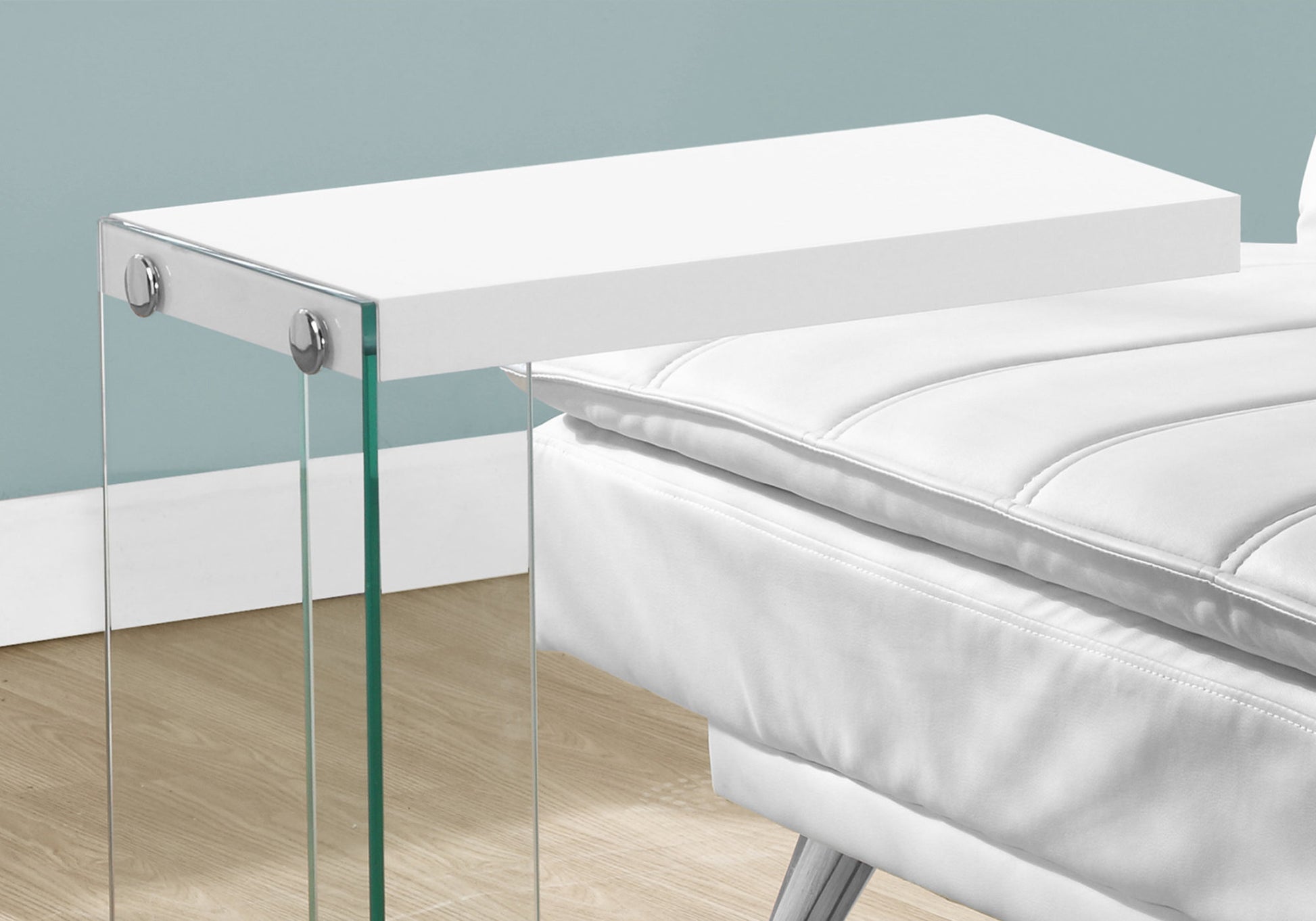 White Finish and Tempered Glass Accent Table By Homeroots | Accent Tables | Modishstore - 2