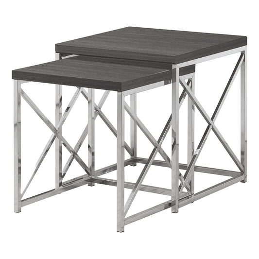 Grey Particle Board Metal 2pcs Nesting Table Set By Homeroots - 333104 | Nesting Tables | Modishstore