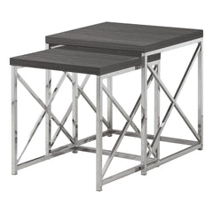 Grey Particle Board Metal 2pcs Nesting Table Set By Homeroots - 333104