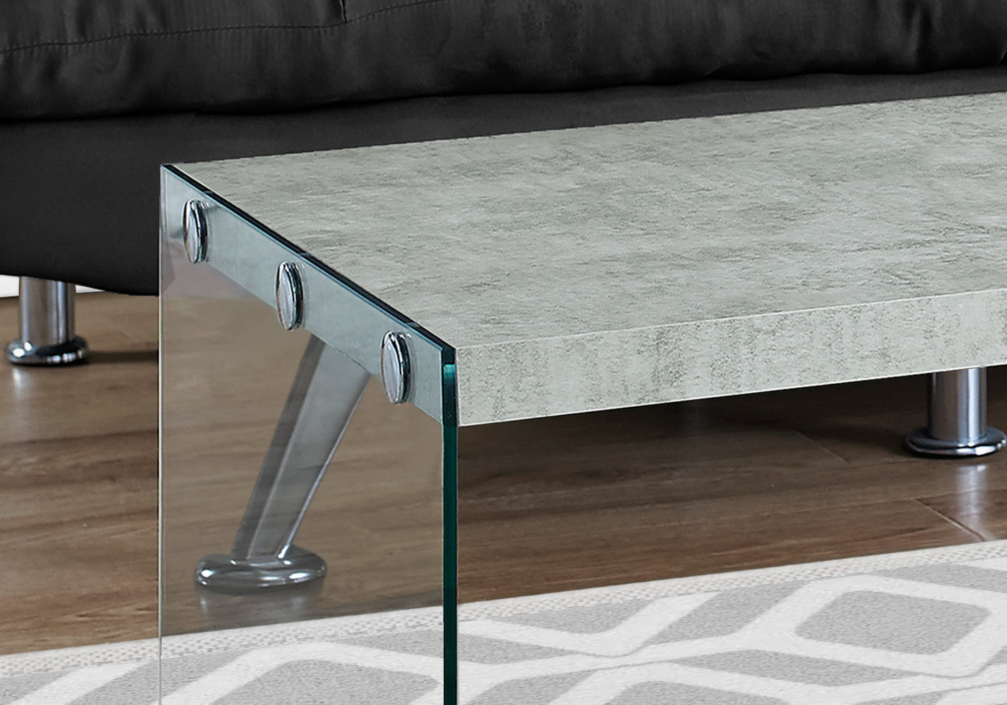 Grey Cement Tempered Glass Coffee Table By Homeroots | Coffee Tables | Modishstore - 2