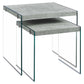 Grey Clear Particle Board Tempered Glass 2pcs Nesting Table Set By Homeroots | Nesting Tables | Modishstore
