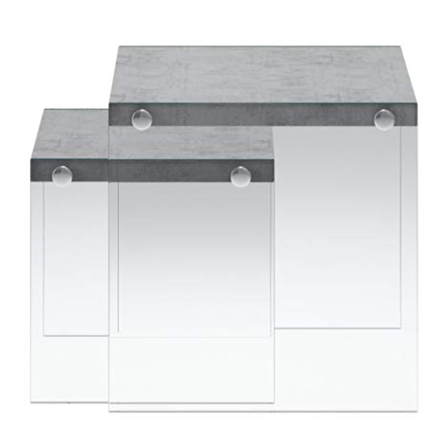 Grey Clear Particle Board Tempered Glass 2pcs Nesting Table Set By Homeroots | Nesting Tables | Modishstore - 5