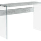 32" Grey Cement Particle Board and Clear Tempered Glass Accent Table By Homeroots | Console Tables | Modishstore - 2