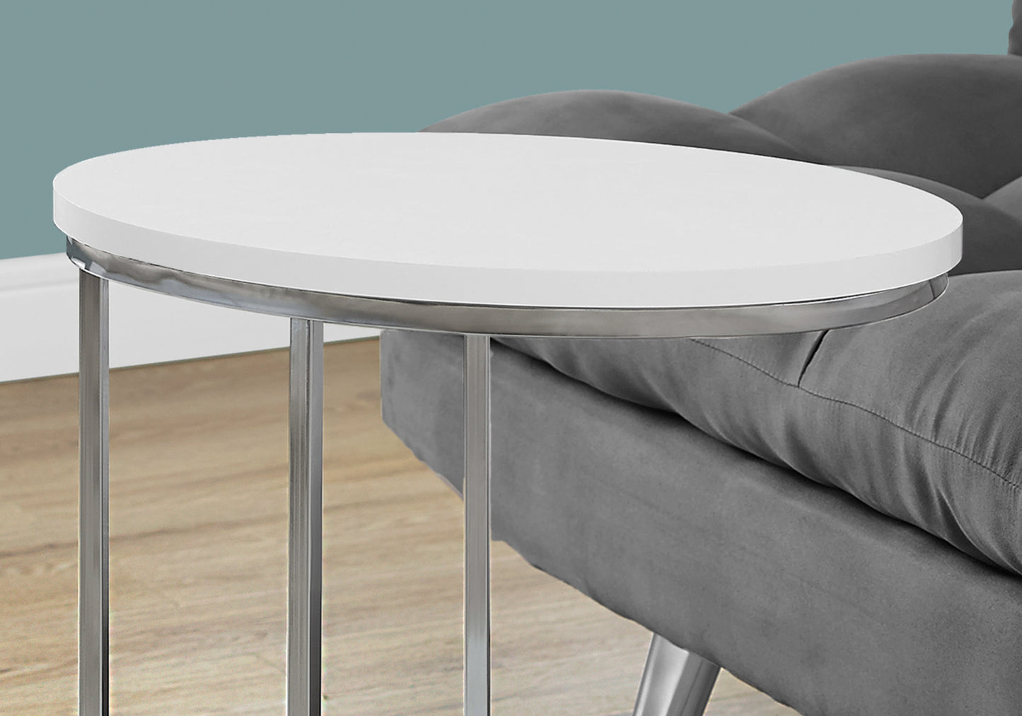 White Particle Board Metal Accent Table By Homeroots - 333122 | Accent Tables | Modishstore - 2