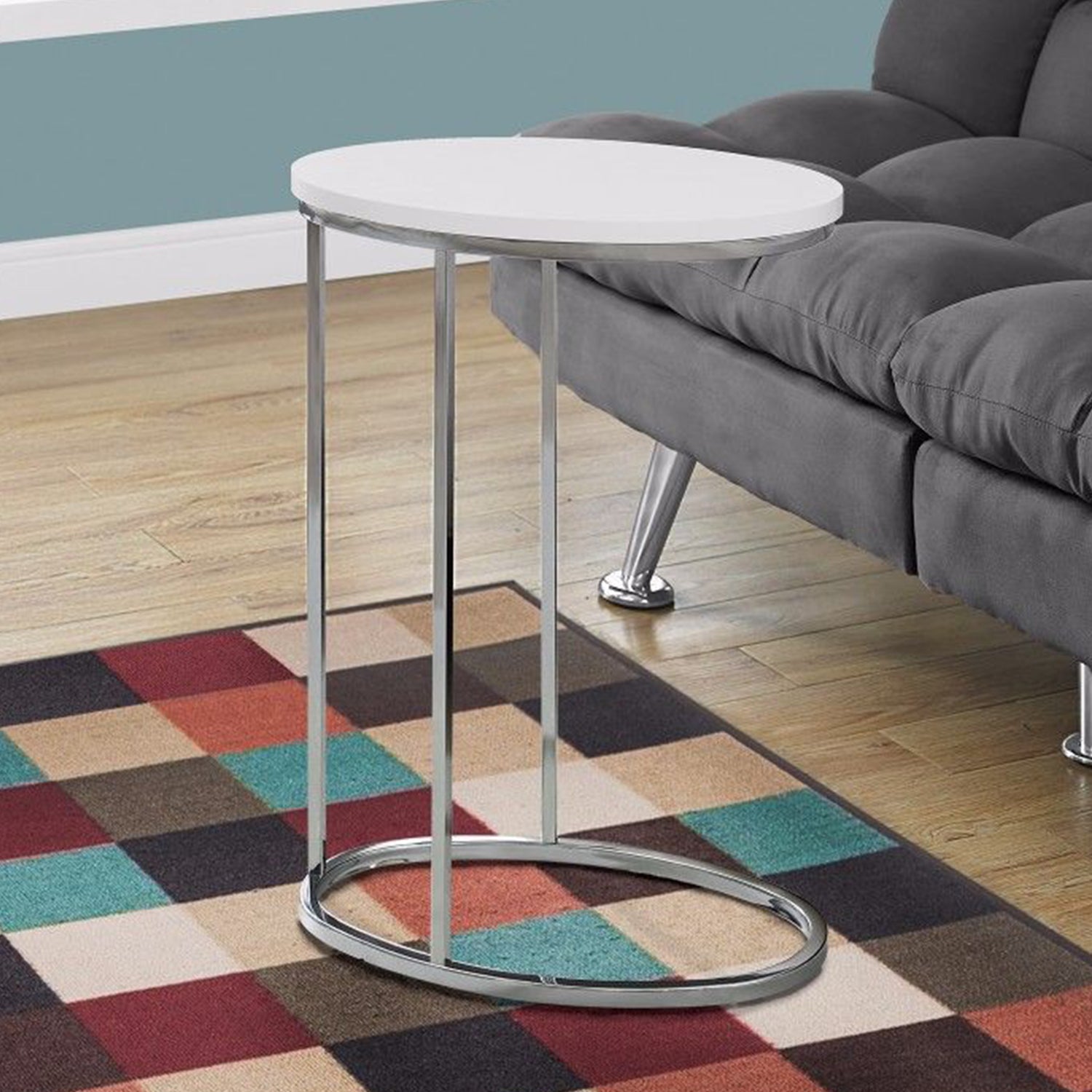 White Particle Board Metal Accent Table By Homeroots - 333122 | Accent Tables | Modishstore - 5