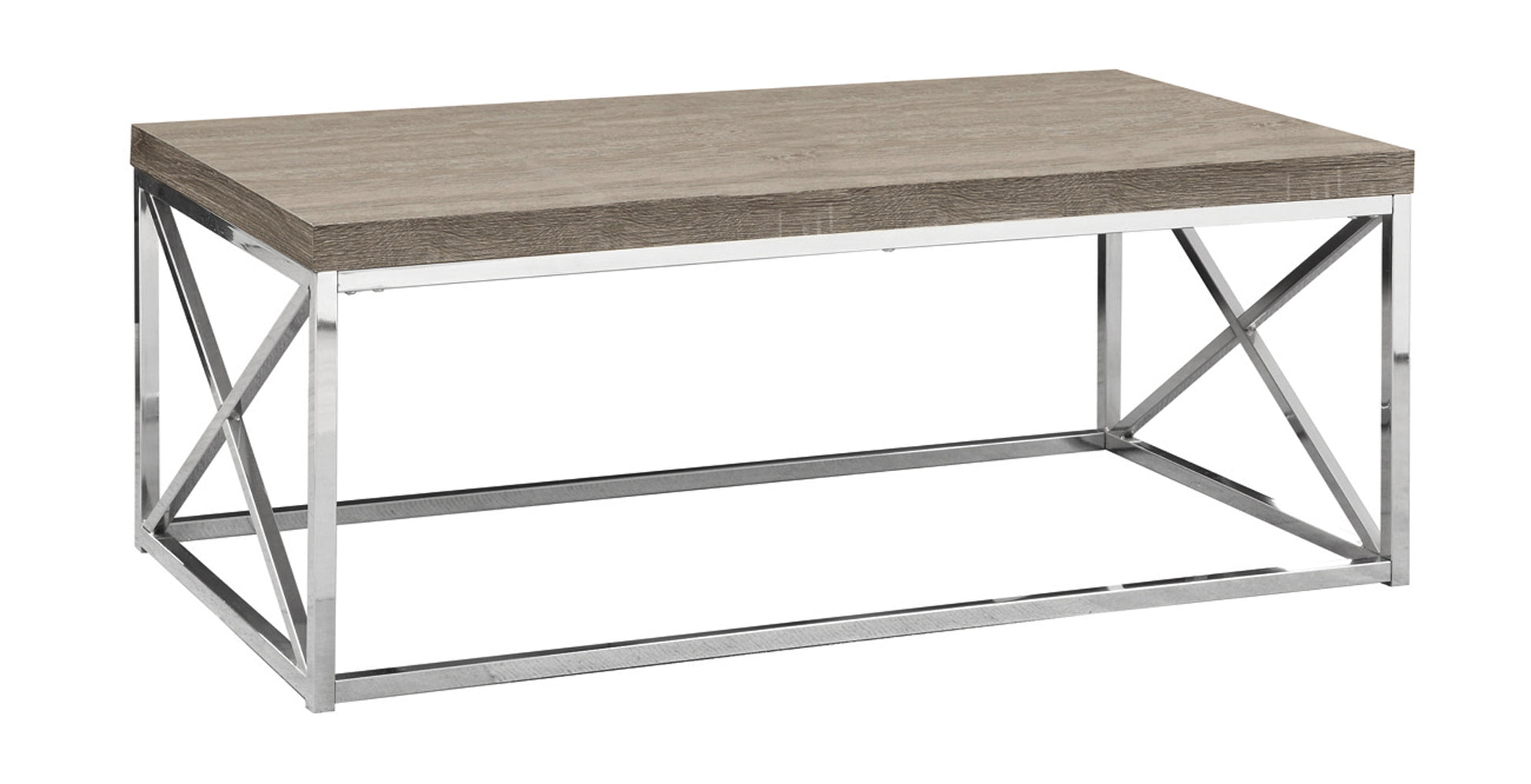 X Trestle Dark Taupe and Chrome Coffee Table By Homeroots | Coffee Tables | Modishstore - 2