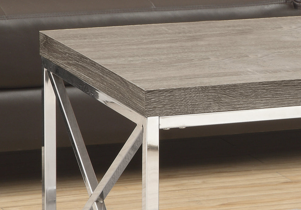 X Trestle Dark Taupe and Chrome Coffee Table By Homeroots | Coffee Tables | Modishstore - 3