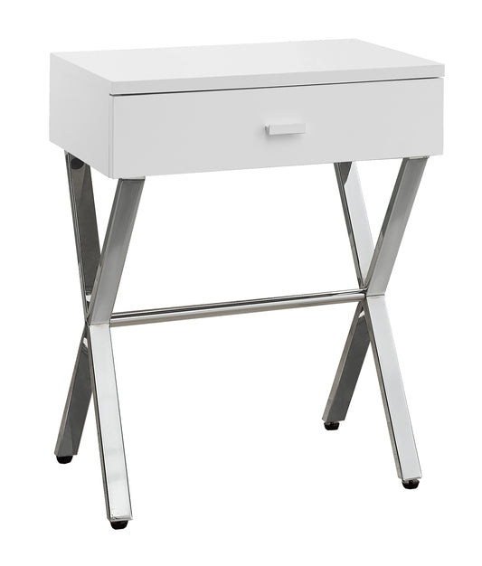 White Finish and Chrome Metal Accent Table By Homeroots | Accent Tables | Modishstore
