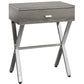 Dark Taupe Finish and Chrome Metal Accent Table By Homeroots - 333131 | Accent Tables | Modishstore