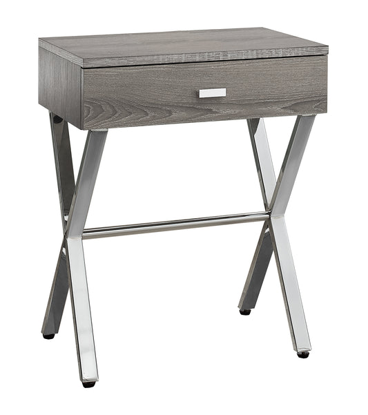 Dark Taupe Finish and Chrome Metal Accent Table By Homeroots - 333131 | Accent Tables | Modishstore