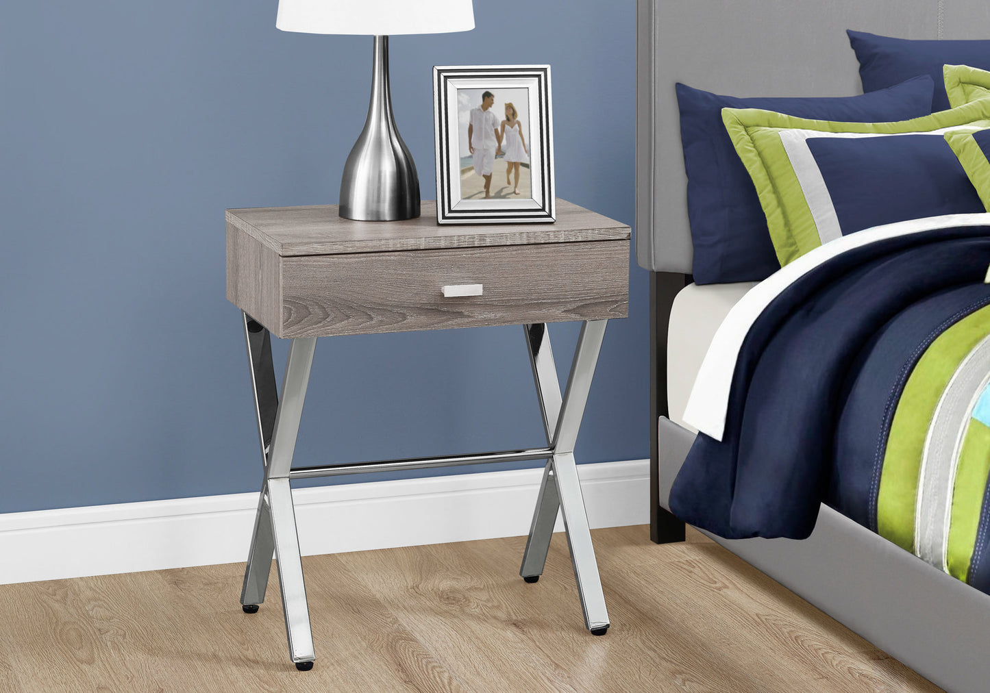 Dark Taupe Finish and Chrome Metal Accent Table By Homeroots - 333131 | Accent Tables | Modishstore - 2