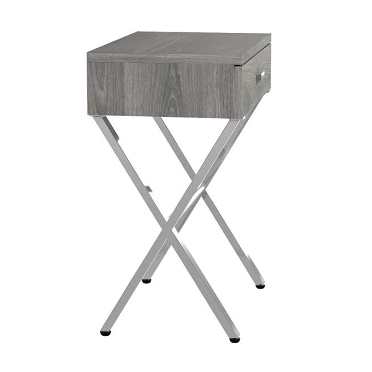 Dark Taupe Finish and Chrome Metal Accent Table By Homeroots - 333131 | Accent Tables | Modishstore - 5