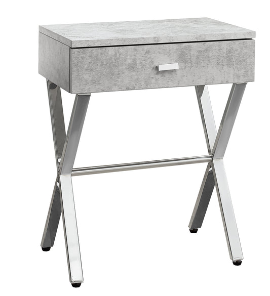 Grey Finish and Chrome Metal Accent Table By Homeroots - 333132 | Accent Tables | Modishstore