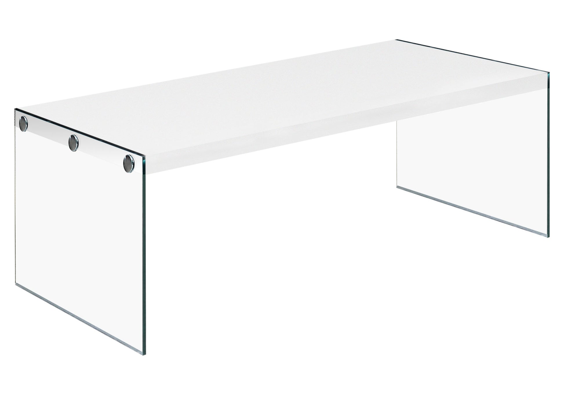 White Clear Particle Board Tempered Glass Coffee Table By Homeroots | Coffee Tables | Modishstore
