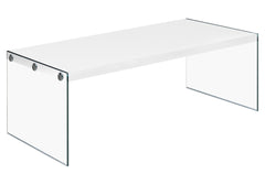 White Clear Particle Board Tempered Glass Coffee Table By Homeroots