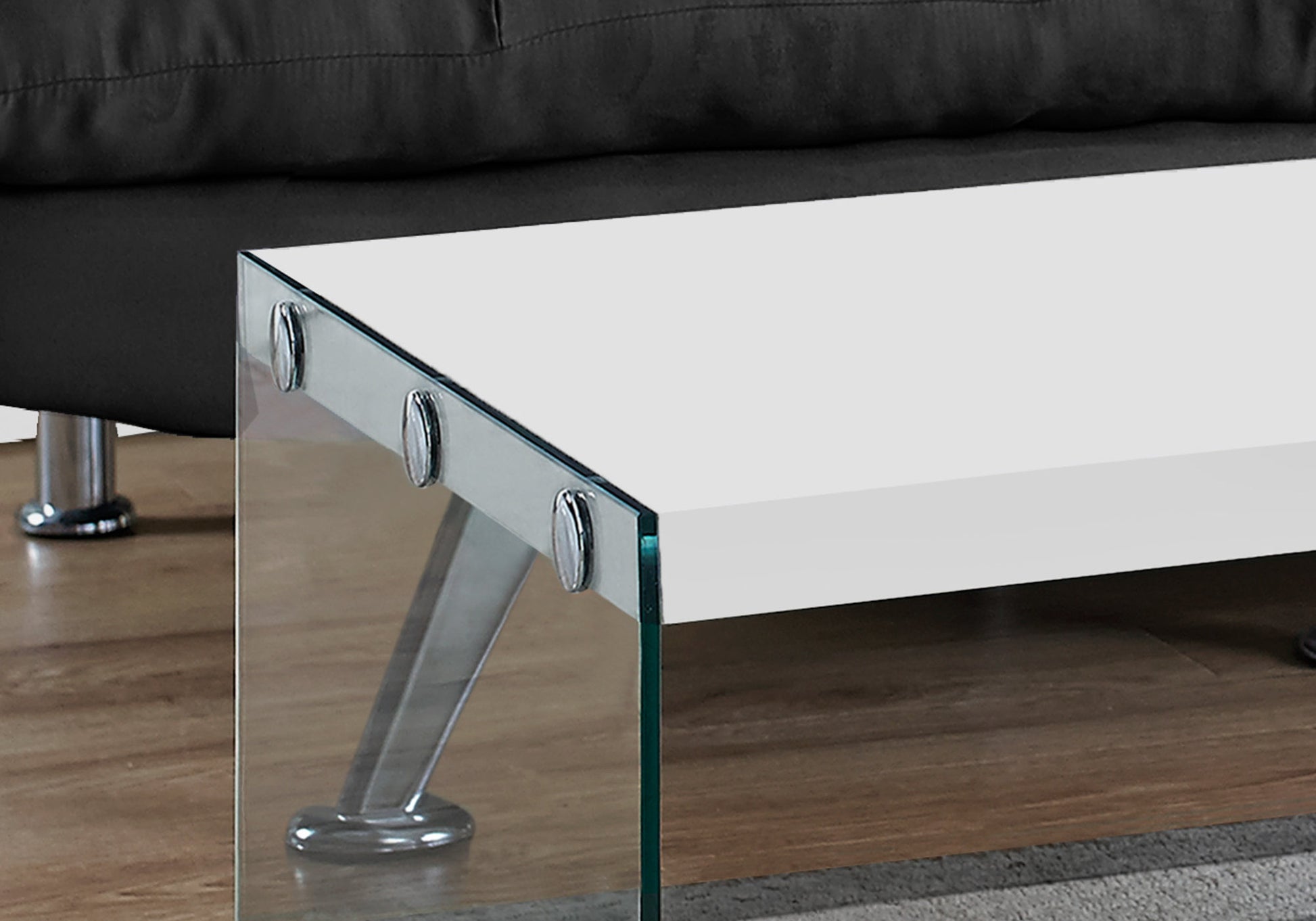 White Clear Particle Board Tempered Glass Coffee Table By Homeroots | Coffee Tables | Modishstore - 2