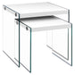 35.5" Glossy White Particle Board and Clear Glass Two Pieces Nesting Table Set By Homeroots | Accent Tables | Modishstore - 2