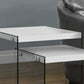 35.5" Glossy White Particle Board and Clear Glass Two Pieces Nesting Table Set By Homeroots | Accent Tables | Modishstore - 3