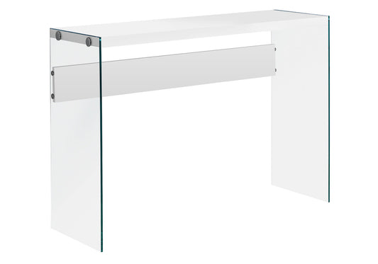 White Clear Particle Board Tempered Glass Accent Table By Homeroots | Accent Tables | Modishstore