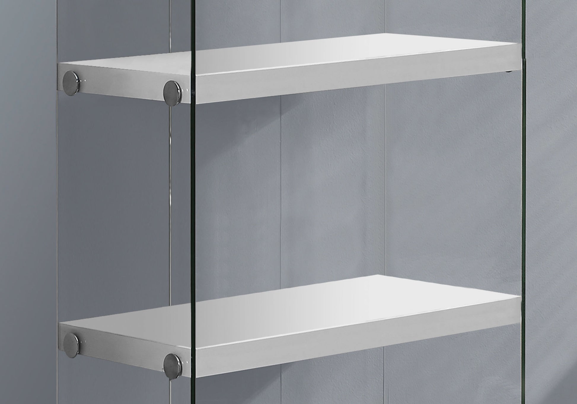 White Clear Particle Board Tempered Glass Bookcase By Homeroots - 333149 | Bookcases | Modishstore - 3