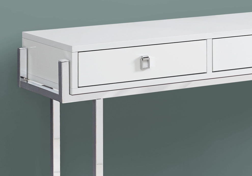 White Particle Board Metal Accent Table By Homeroots - 333154 | Console Tables | Modishstore - 2