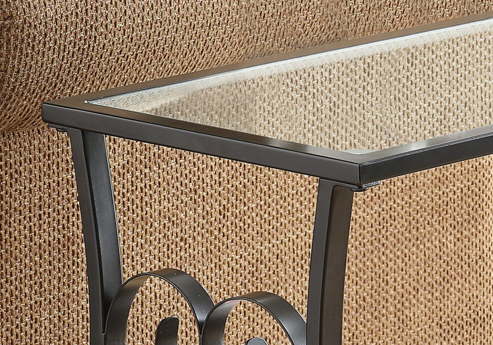 Black Metal Tempered Glass Accent Table By Homeroots - 333160 | Accent Tables | Modishstore - 2