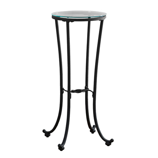 Black Clear Metal Tempered Glass Accent Table By Homeroots - 333166 | Accent Tables | Modishstore