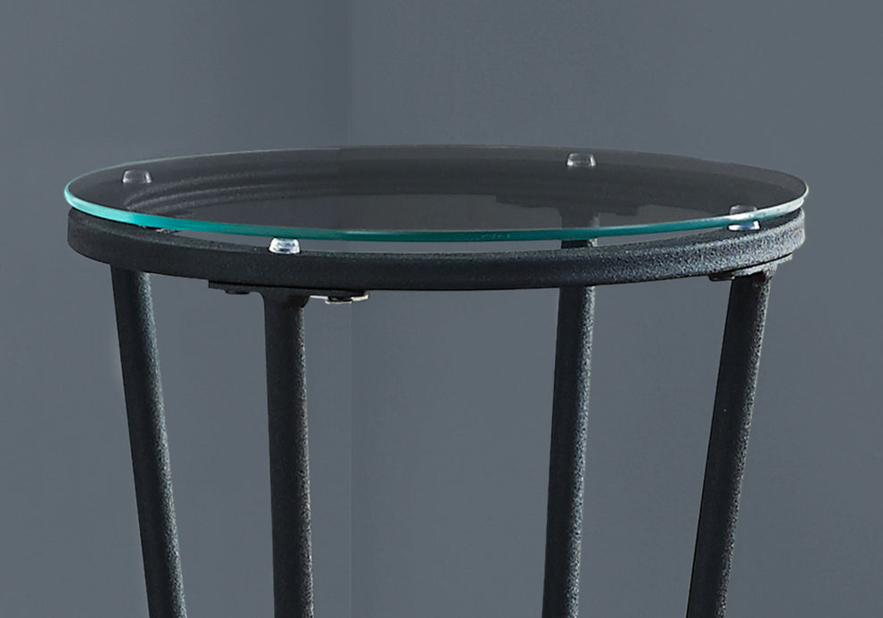 Black Clear Metal Tempered Glass Accent Table By Homeroots - 333166 | Accent Tables | Modishstore - 2