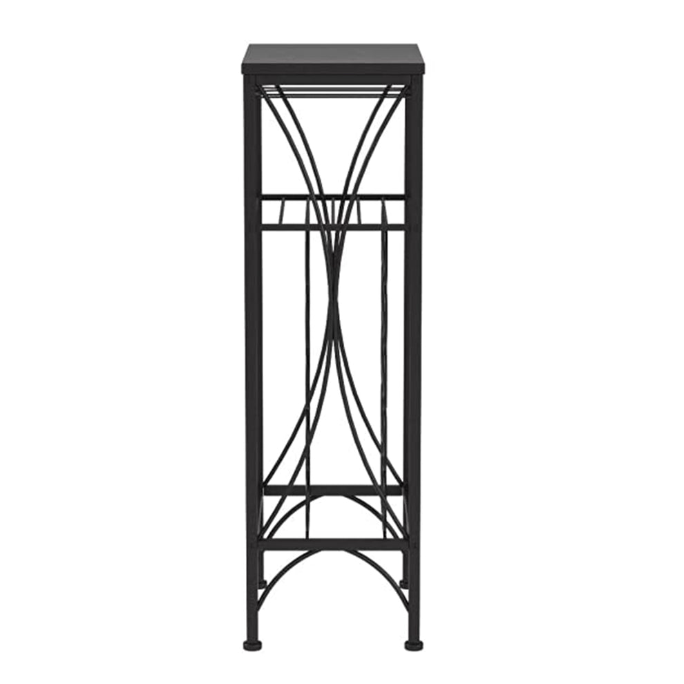 Black Metal Wine Bottle and Glass Rack Home Bar By Homeroots | Console Tables | Modishstore - 4