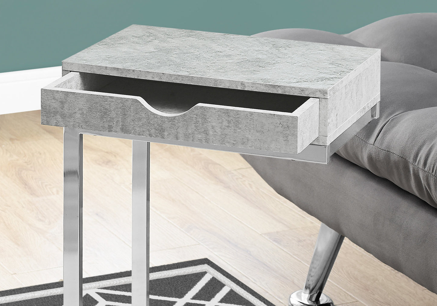 Grey Finish and Laminated Metal Accent Table By Homeroots | Accent Tables | Modishstore - 2