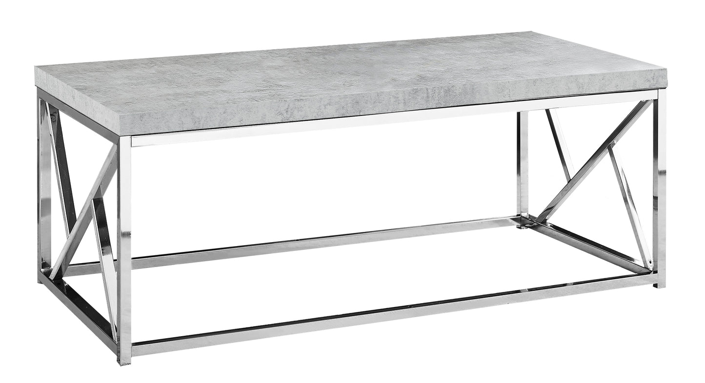 Industrial Chic Gray Faux Cement and Chrome Coffee Table By Homeroots | Coffee Tables | Modishstore - 2