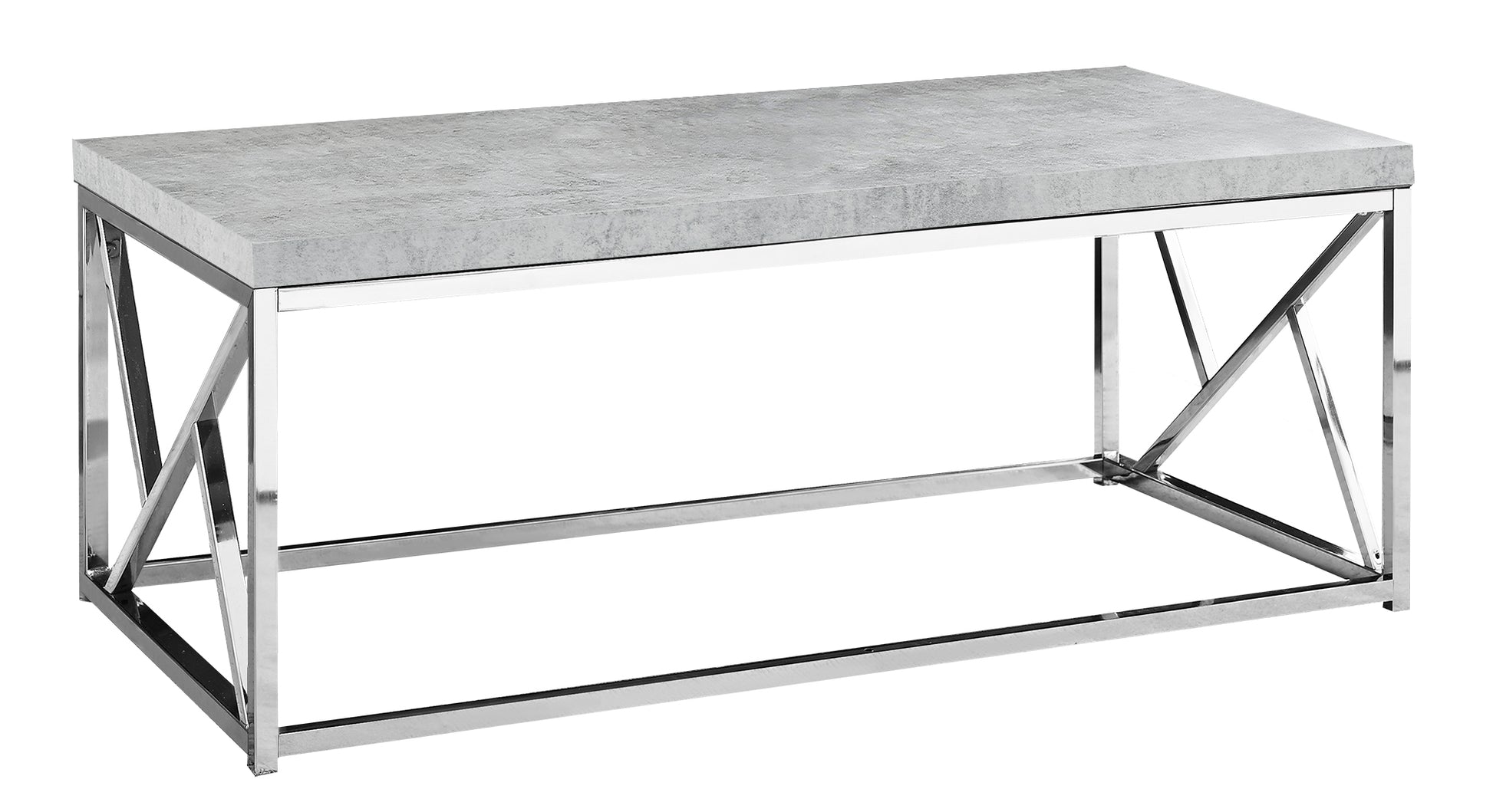 Industrial Chic Gray Faux Cement and Chrome Coffee Table By Homeroots | Coffee Tables | Modishstore - 2