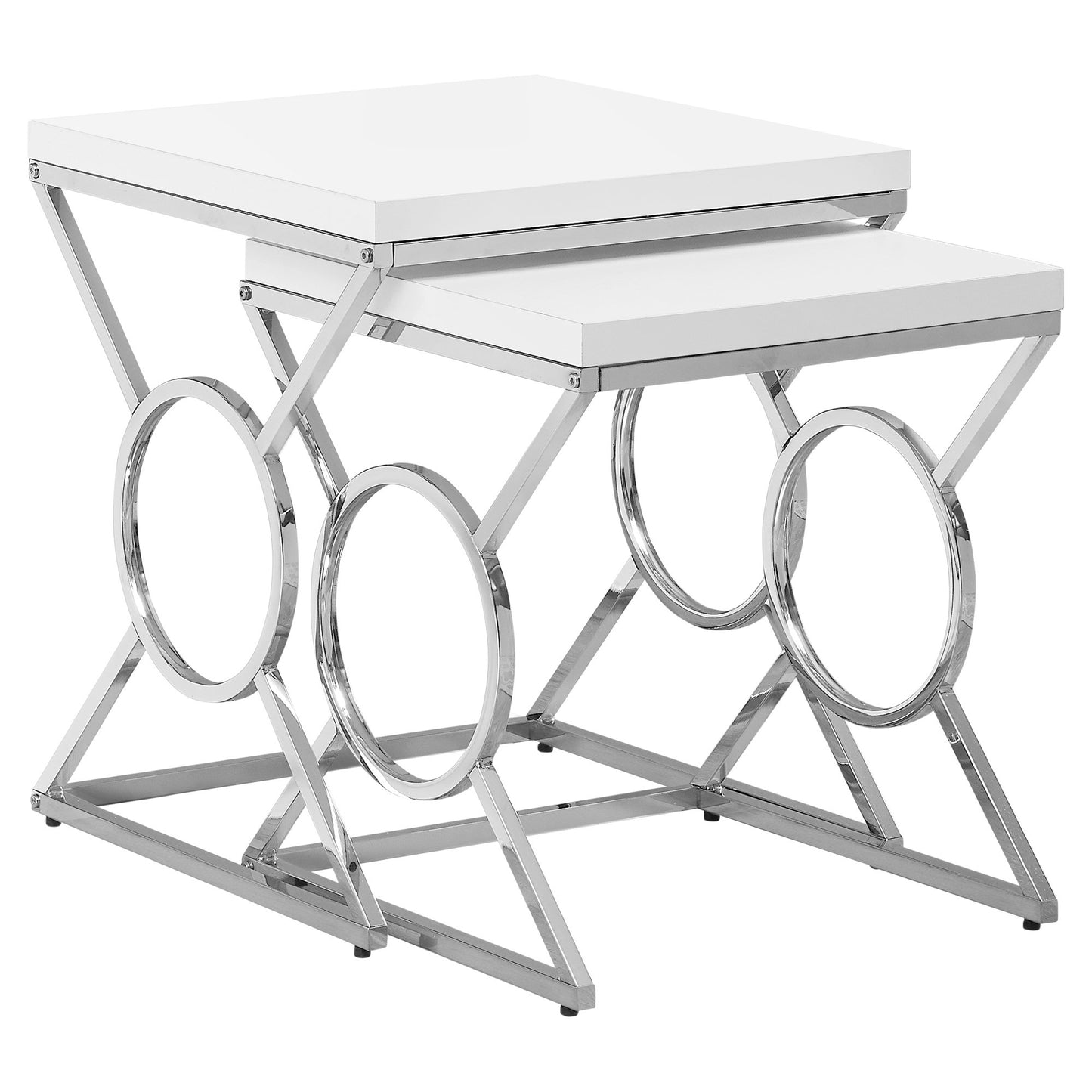 White Metal 2pcs Nesting Table Set By Homeroots | Nesting Tables | Modishstore