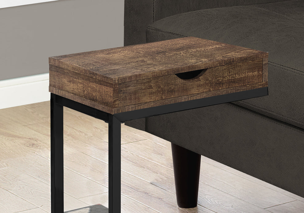 Brown Finish Drawer and Black Metal Accent Table By Homeroots | Accent Tables | Modishstore - 2